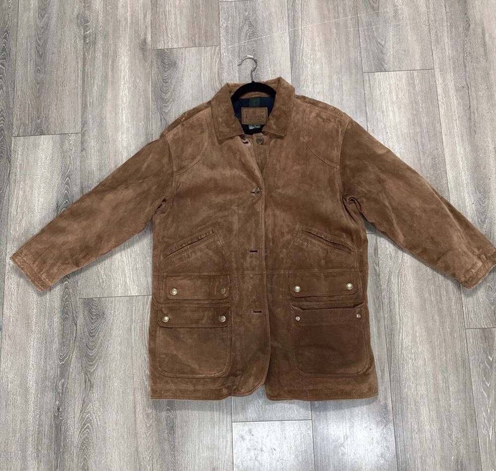 Polo Ralph Lauren Men's Brown Suede Utility Jacket Quilt Lined Plaid M